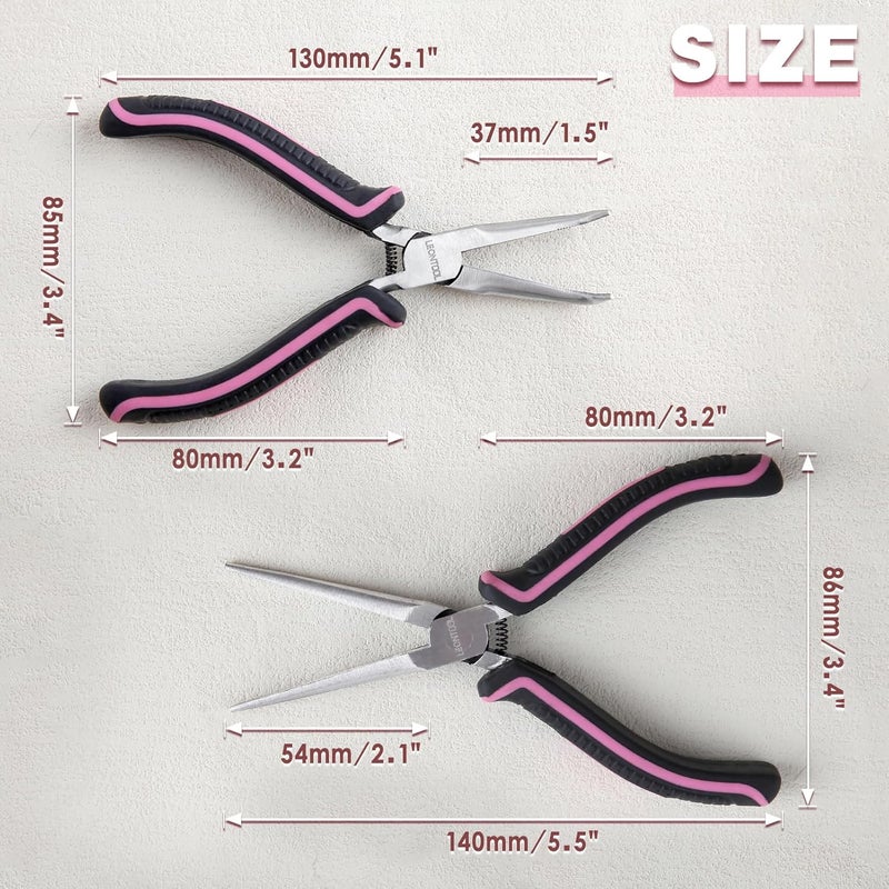 LEONTOOL Mini Needle Nose Pliers Set - Small & Extra Long Nose Pliers for Jewelry Making, Wire Wrapping & Object Gripping with Soft Grip - Image 4